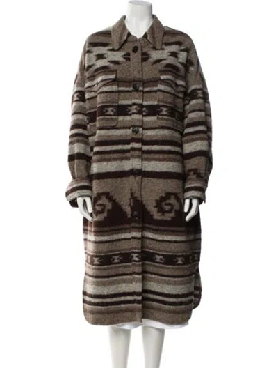 Pre-owned Isabel Marant Étoile Wool Striped Faux Fur Coat