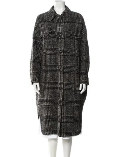 Pre-owned Isabel Marant Étoile Wool Tweed Pattern Coat In Black