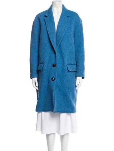 Pre-owned Isabel Marant Étoile Wool Tweed Pattern Faux Fur Coat In Blue