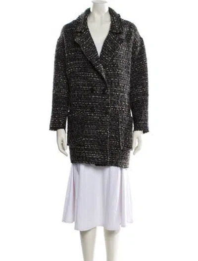 Pre-owned Isabel Marant Étoile Wool Tweed Pattern Faux Fur Coat In Brown