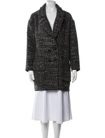 Pre-owned Isabel Marant Étoile Wool Tweed Pattern Faux Fur Coat In Gray