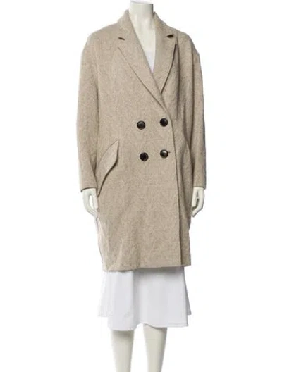 Pre-owned Isabel Marant Étoile Wool Tweed Pattern Peacoat In Neutral