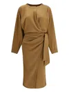 Isabel Marant Étoile Sandrina Long Sleeve Cotton Fleece Dress In Brown