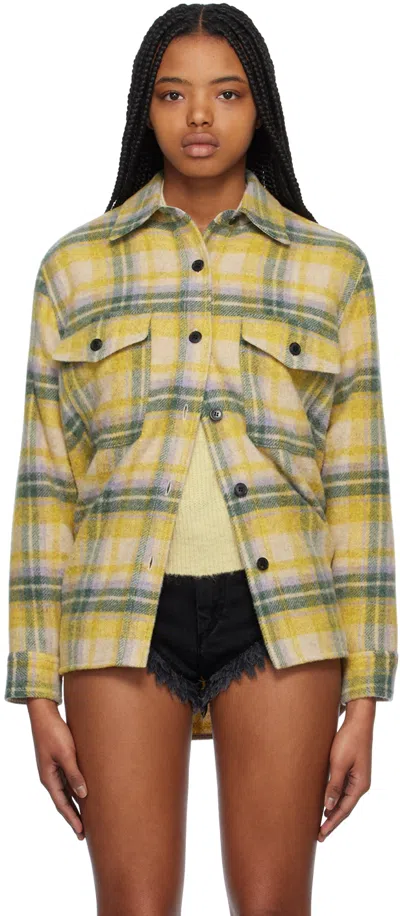 Isabel Marant Étoile Faxon Check Wool Shirt Jacket In Ywgn Yellow/green
