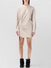 Isabel Marant Étoile Zae Fleece Dress Draped Knot Long Sleeves In Neutral