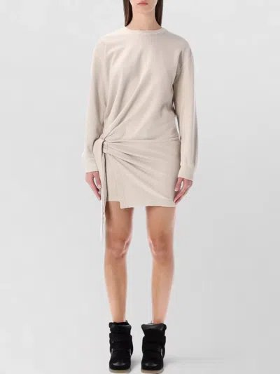 ISABEL MARANT ÉTOILE ZAE FLEECE DRESS DRAPED KNOT LONG SLEEVES