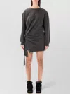 Isabel Marant Étoile Zae Fleece Dress Long Sleeve Asymmetric In Gray