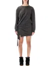 Isabel Marant Étoile Zae Fleece Dress Long Sleeve Asymmetric In Black