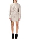 Isabel Marant Étoile Zae Fleece Dress Draped Knot Long Sleeves In Sand