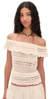 Isabel Marant Étoile Zaelle Off The Shoulder Crochet Top In Neutral