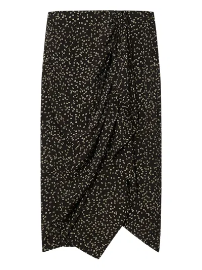 Isabel Marant Étoile Zaine Draped Midi Skirt In Black