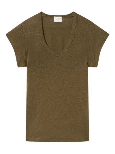 Isabel Marant Étoile Zankou V-neck Short-sleeve T-shirt In Brown
