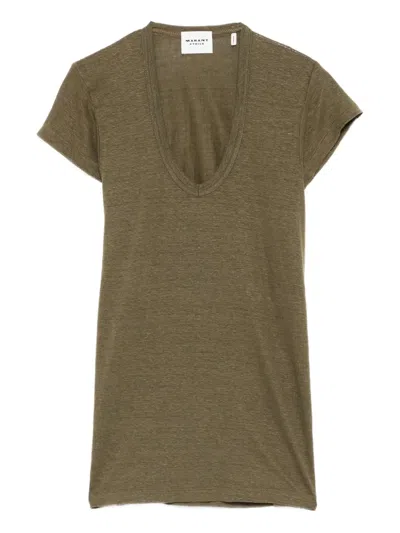 Isabel Marant Étoile Zankou V-neck T-shirt In Green