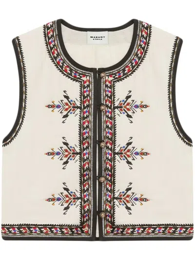 ISABEL MARANT ÉTOILE ISABEL MARANT ÉTOILE ZEANA EMBROIDERED VEST CLOTHING