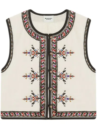 ISABEL MARANT ÉTOILE ISABEL MARANT ÉTOILE ZEANA EMBROIDERED VEST CLOTHING