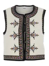 Isabel Marant Étoile 'zeana' White Gilet With Round Neck And Geometric Embroidery In White