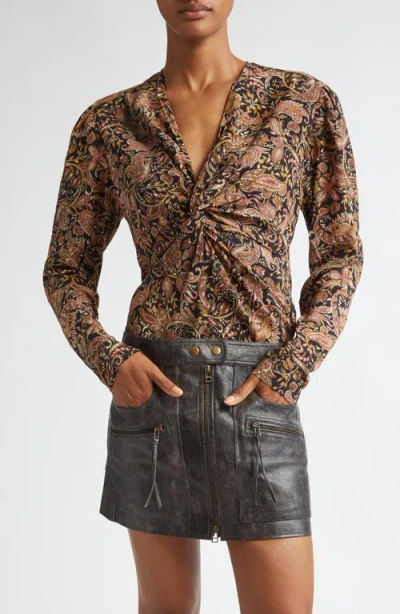 Isabel Marant Étoile Zekia Paisley Print Twist Front Top In Multi