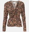 Isabel Marant Étoile Zekia Paisley Print Twist Front Top In Black