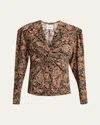Isabel Marant Étoile Zekia Paisley Print Twist Front Top In Black