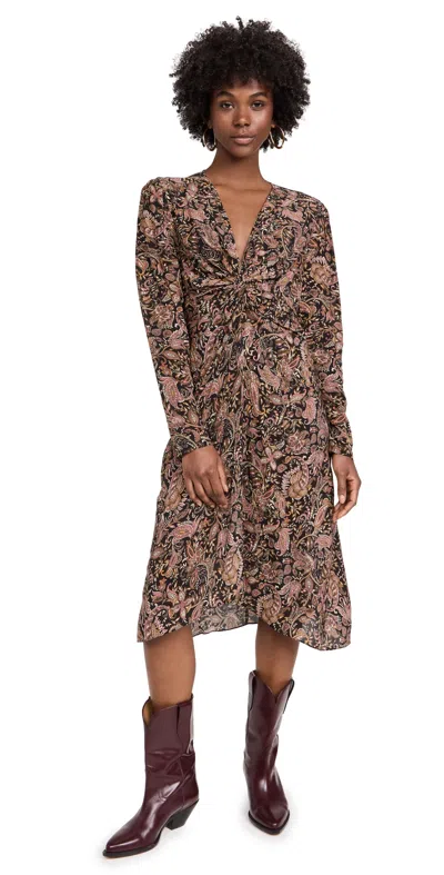 Isabel Marant Étoile Zeliha Long Sleeve Dress In Brown