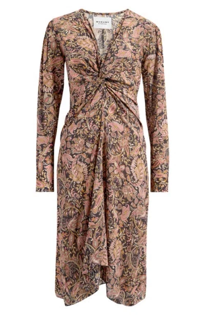 Isabel Marant Étoile Zeliha Long Sleeve Dress In Brown