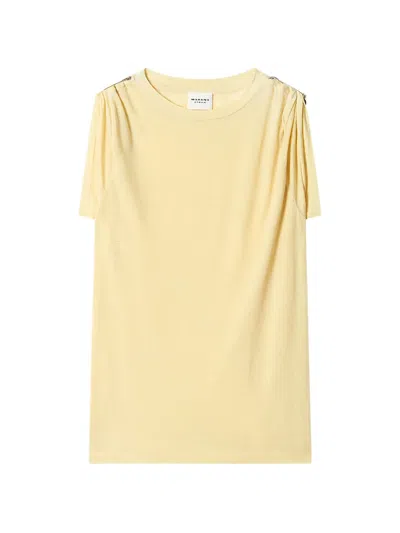Isabel Marant Étoile Zelna Draped Crewneck T-shirt In Yellow