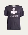 Isabel Marant Étoile Zewel Crewneck Logo Tee In Faded Night Lilac