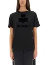 Isabel Marant Étoile Isabel Marant Etoile Zewel Flocked Linen T Shirt In Black