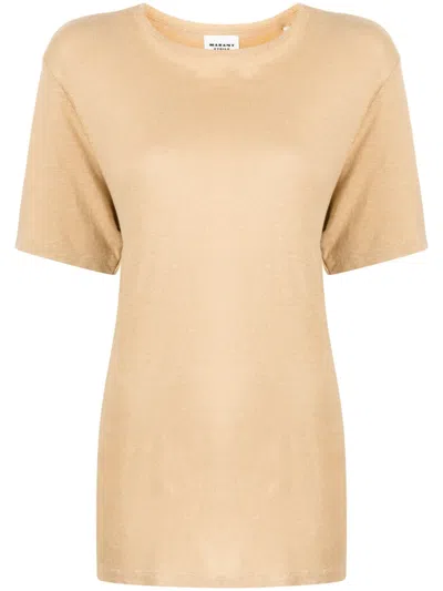 Isabel Marant Étoile Zewel Linen T-shirt In Braun
