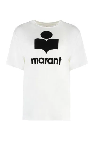 Isabel Marant Étoile Zewel Logo Print Linen T-shirt In White