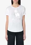 Isabel Marant Étoile Zewel Metallic Logo Slub Linen Graphic Tee In White