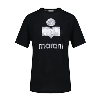 Isabel Marant Étoile Isabel Marant Etoile Zewel Logo Shortsleeve Linen Tshirt In Black