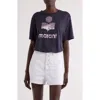 Isabel Marant Étoile Zewel Metallic Logo Slub Linen Graphic T-shirt