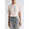 Isabel Marant Étoile Metallic-logo Linen T-shirt In Pearl Rose/silver