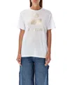 Isabel Marant Étoile Zewel Metallic Logo Slub Linen Graphic Tee In White