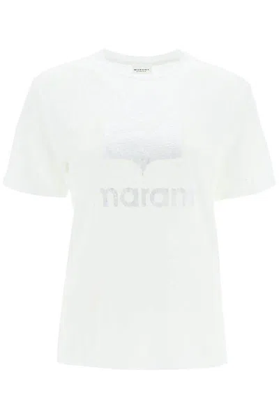 Isabel Marant Étoile 'zewel' T-shirt With Metallic Logo In Bianco