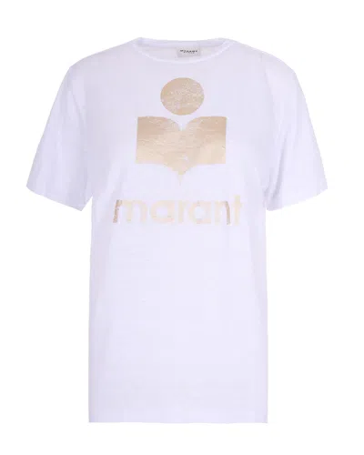 Isabel Marant Étoile Zewel White/gold T- Shirt In Purple