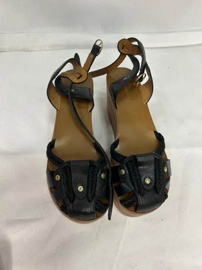 Isabel Marant Étoile Zia Wedge Sandals In Black Leather