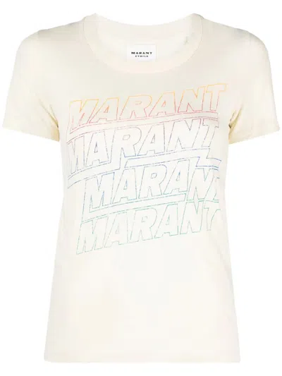 Isabel Marant Étoile Ziliani T-shirt With Print In Brown