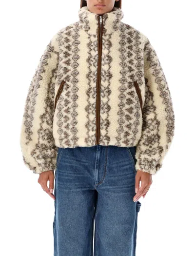 Isabel Marant Étoile Zipped Bomber Jacket In Ecru Brown