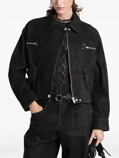 Isabel Marant Étoile Zip-up Panelled Jacket In Black