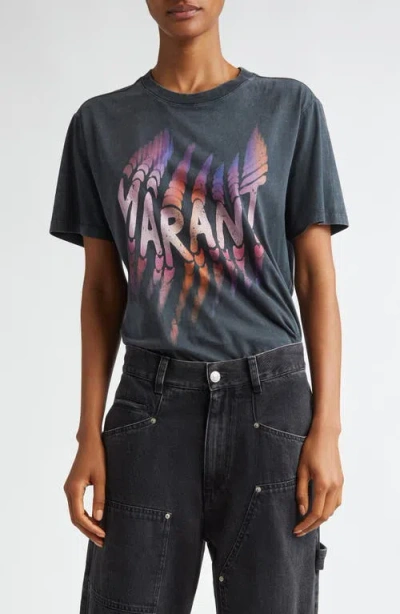 Isabel Marant Étoile Zoelie Logo Graphic T-shirt In Faded Black