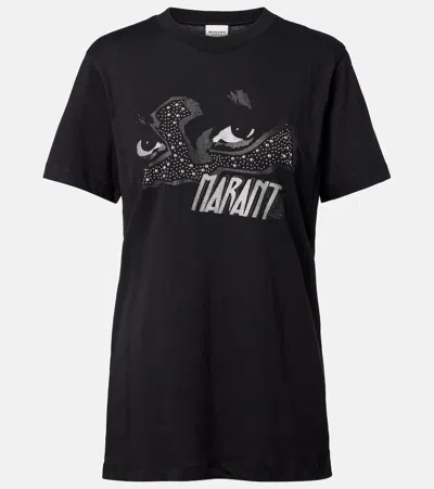 Isabel Marant Étoile Zoeline Printed Cotton Jersey T-shirt In Black