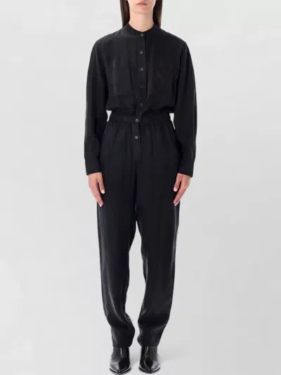 Isabel Marant Étoile Zulky Tailored Jumpsuit Chest Pockets Long Sleeves In Black
