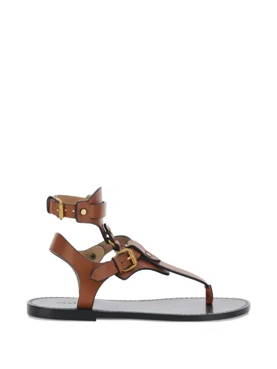 Isabel Marant Eveen Leather Sandals In Brown