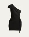 Isabel Marant Ewany One-shoulder Mini Jersey Dress In Black