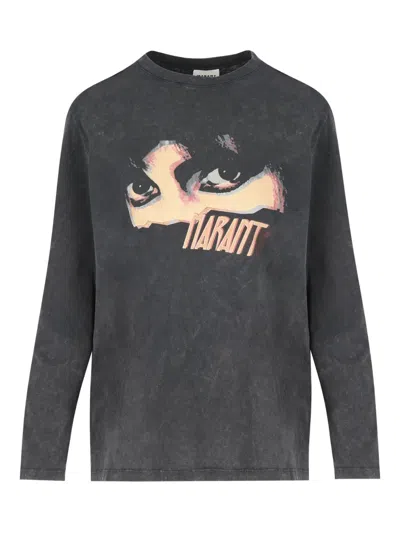Isabel Marant Eye-print Long-sleeve T-shirt In Gray
