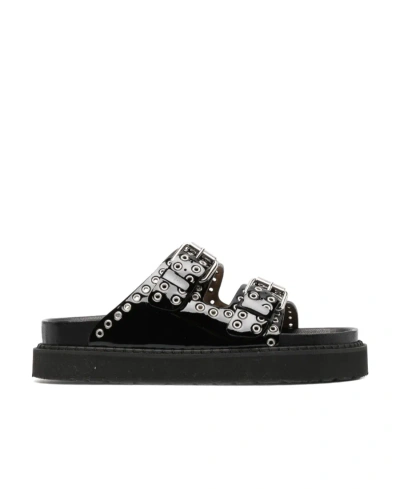 Isabel Marant Black Lennyo Buckle Sandals In 01bk Black