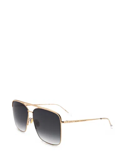 Isabel Marant Eyewear Double-bridge Geometric-frame Sunglasses In 골드 톤
