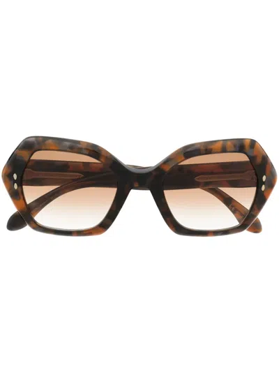Isabel Marant Eyewear Geometric-frame Tortoiseshell Sunglasses In Braun